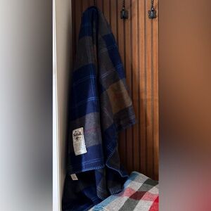 Woolrich Blue and Green Plaid wool blanket